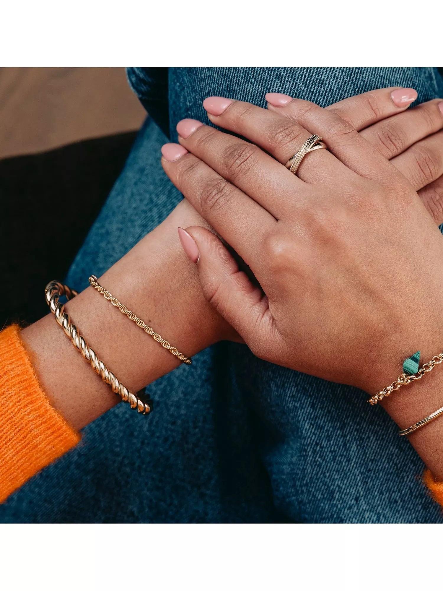 LARNAUTI gold plated rope cuff bangle (British brand)