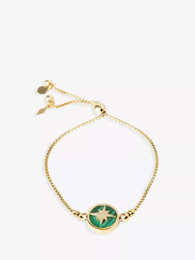 LARNAUTI North Star friendship bracelet gold malachite, imported from the UK