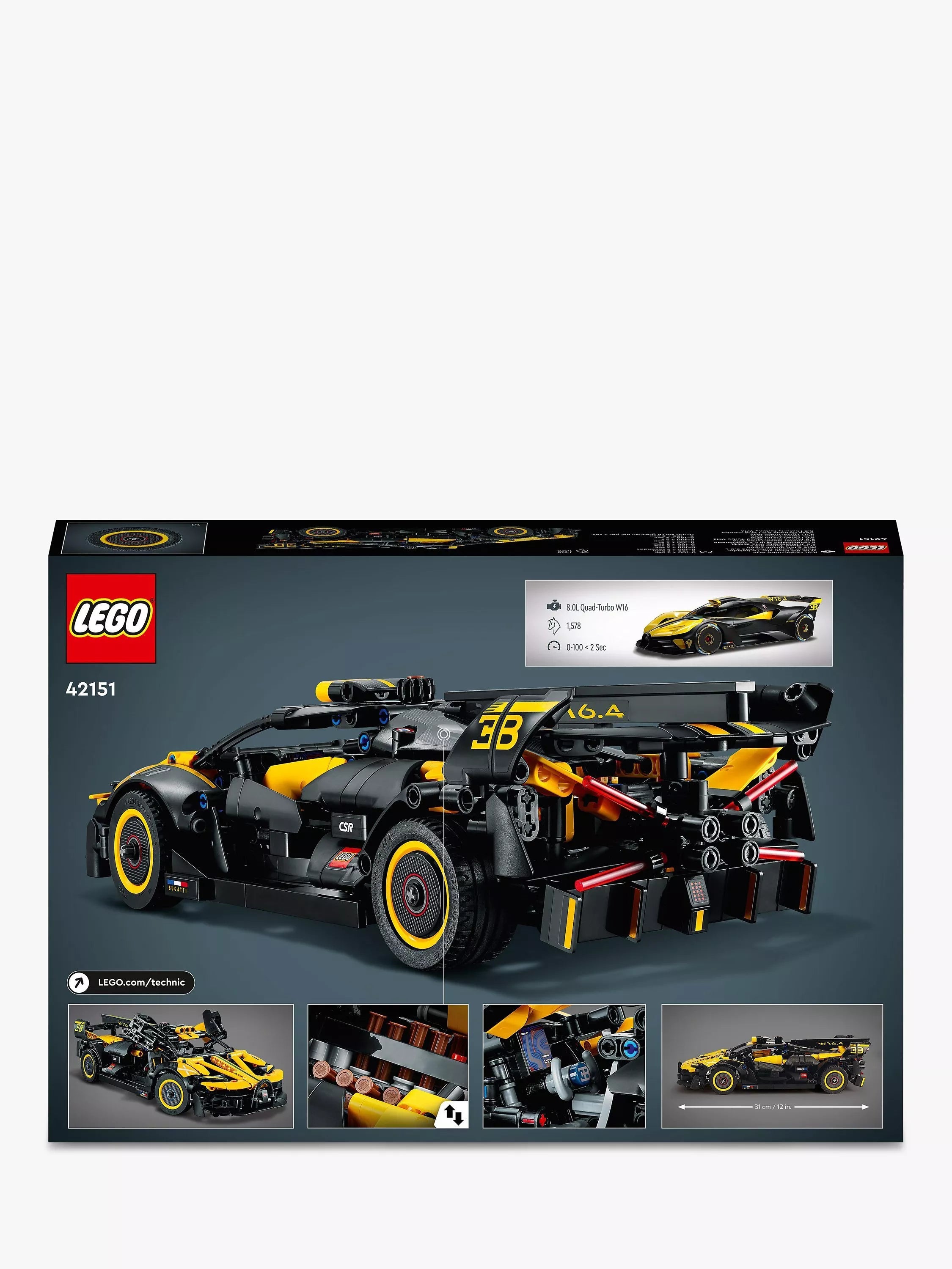 LEGO Bugatti Bolide model car building set 905 pieces, UK version