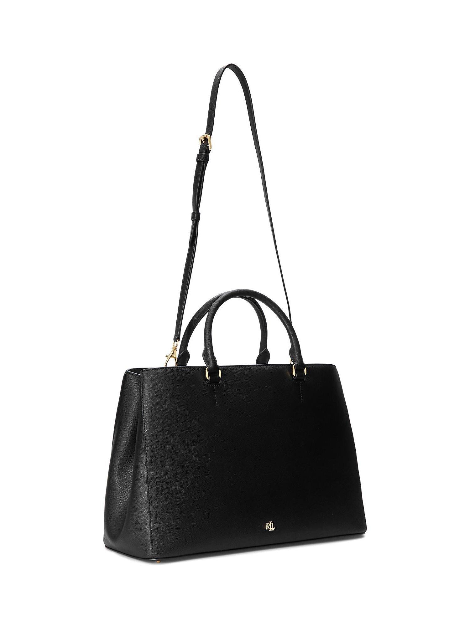 Lauren Ralph Lauren Hanna large leather satchel, crosshatch pattern - British product