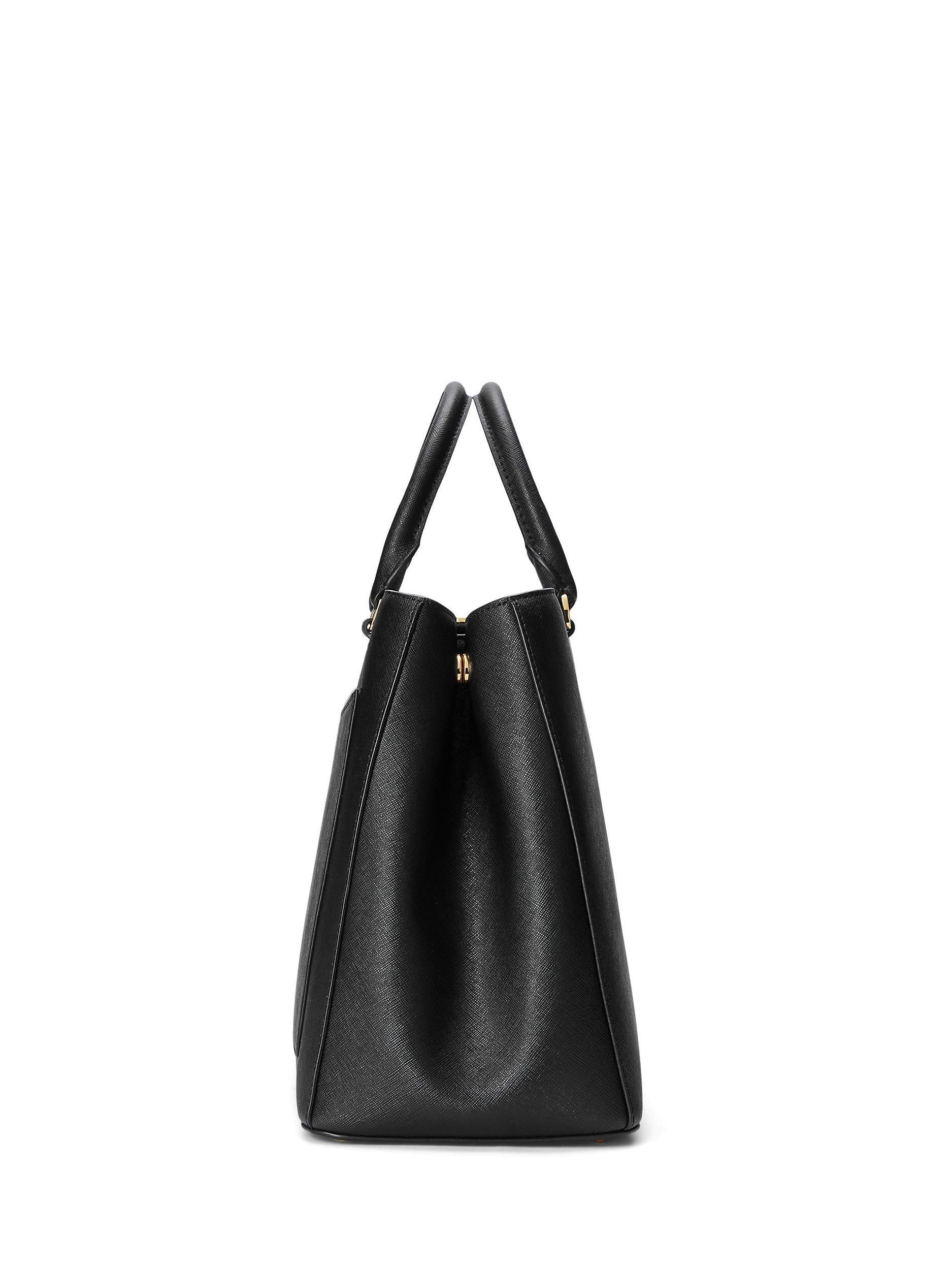 Lauren Ralph Lauren Hanna large leather satchel, crosshatch pattern - British product