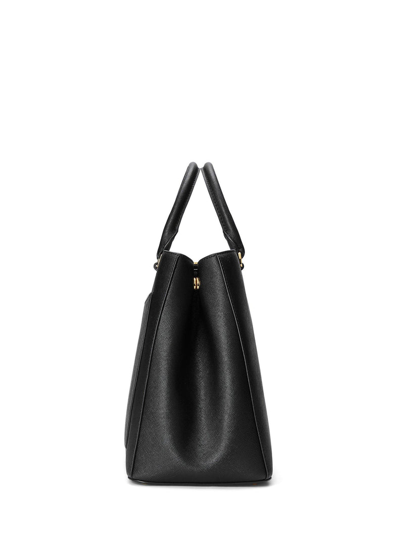 Lauren Ralph Lauren Hanna large leather satchel, crosshatch pattern - British product