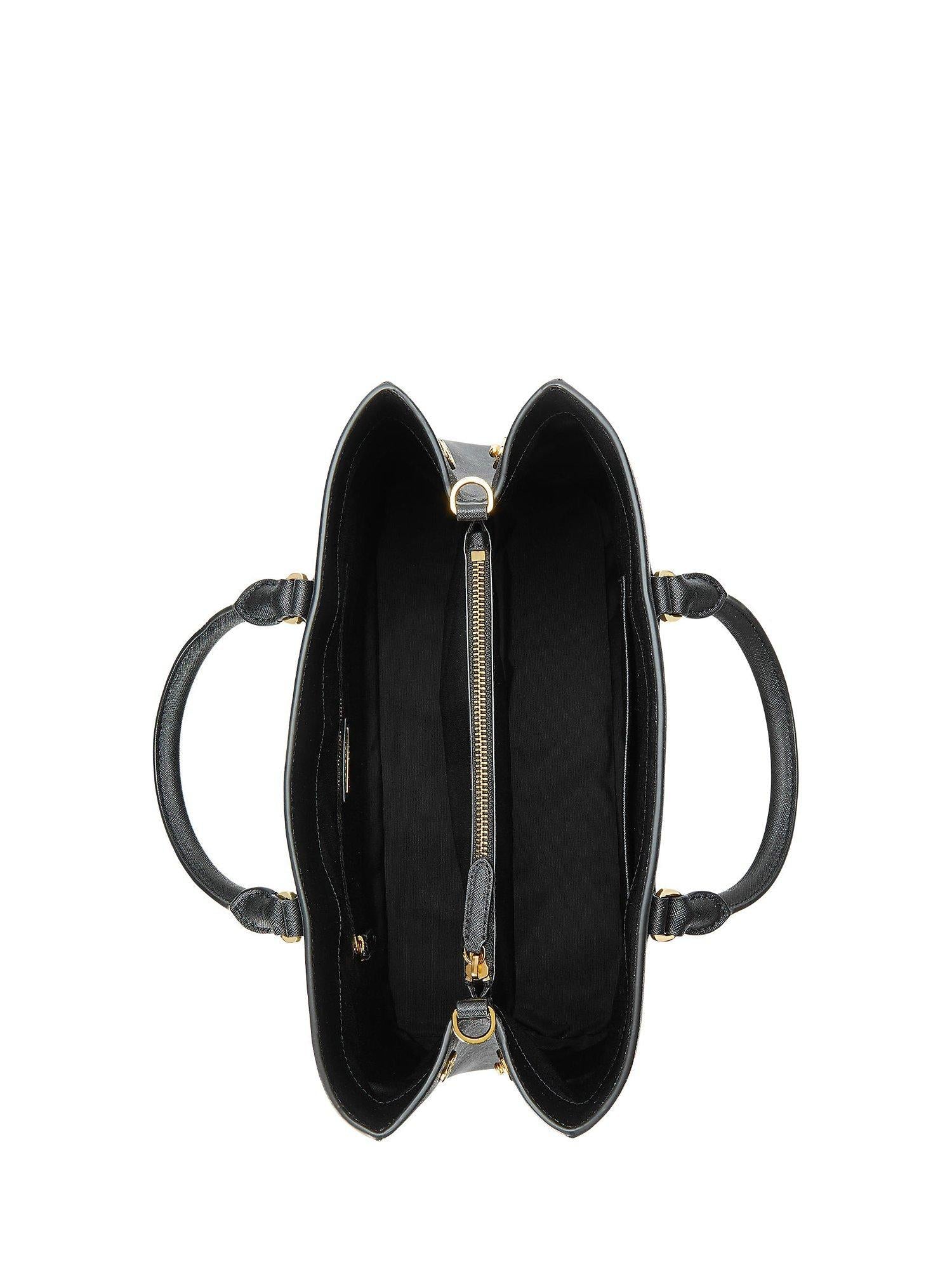 Lauren Ralph Lauren Hanna large leather satchel, crosshatch pattern - British product
