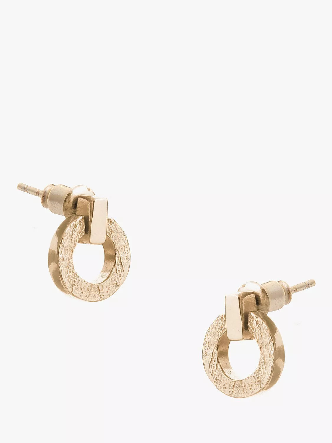 Tutti gold plated stud earrings textured circle - imported from the UK