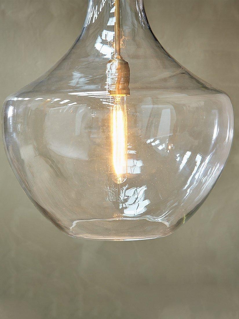 Nkuku Agataria clear recycled glass pendant light, imported from the UK