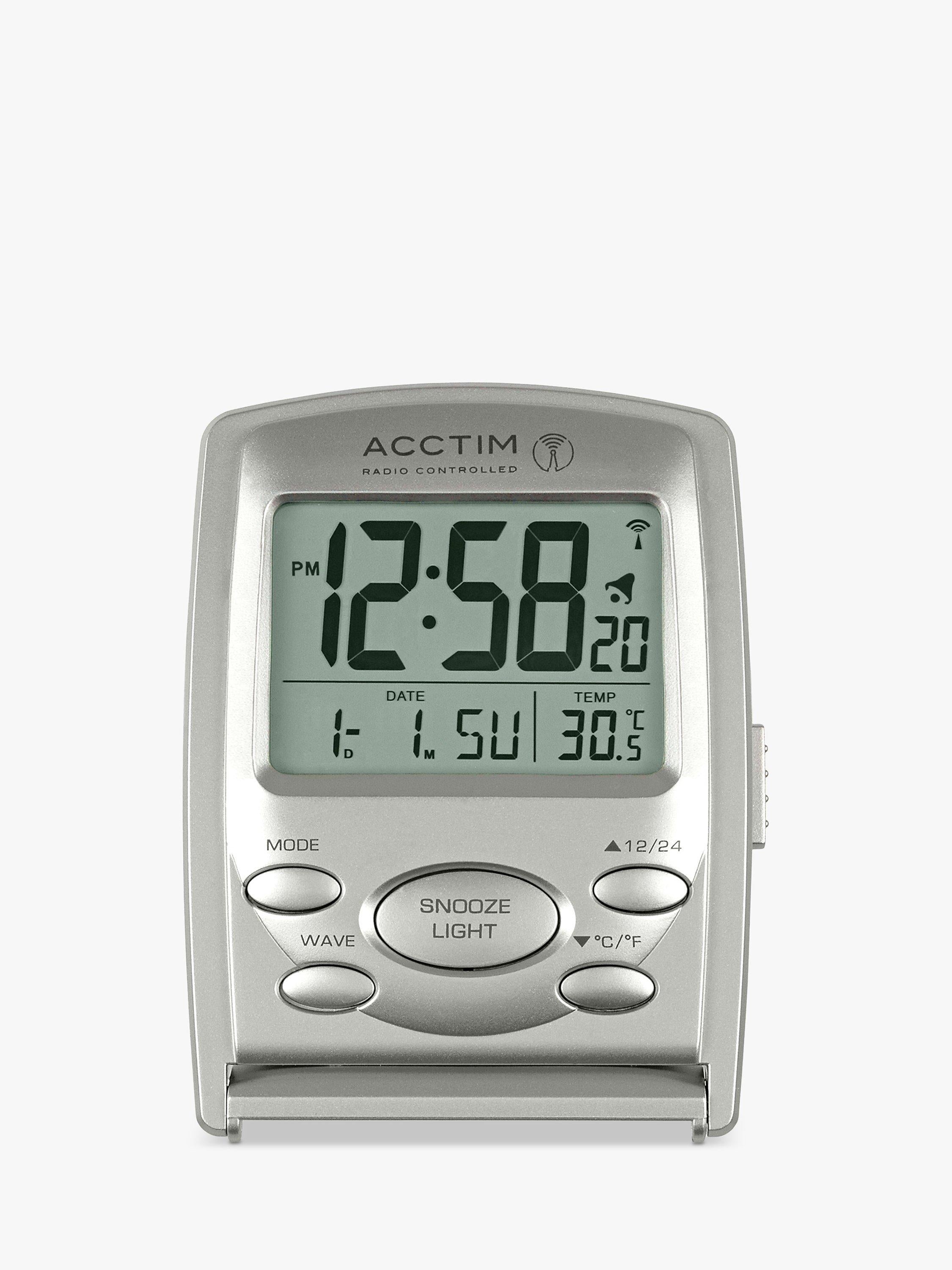 Acctim Vista travel alarm clock in silver, imported from the UK