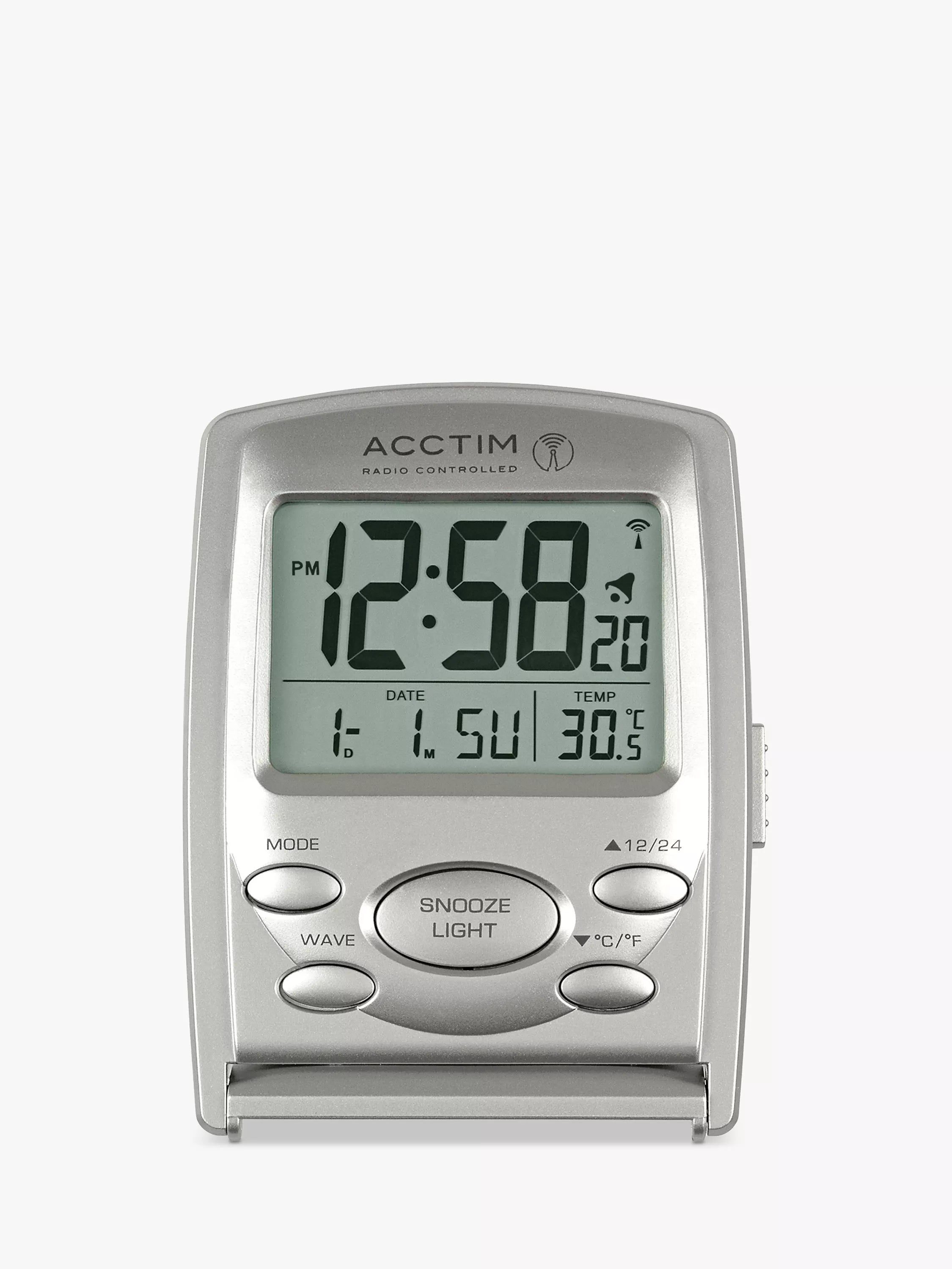 Acctim Vista travel alarm clock in silver, imported from the UK