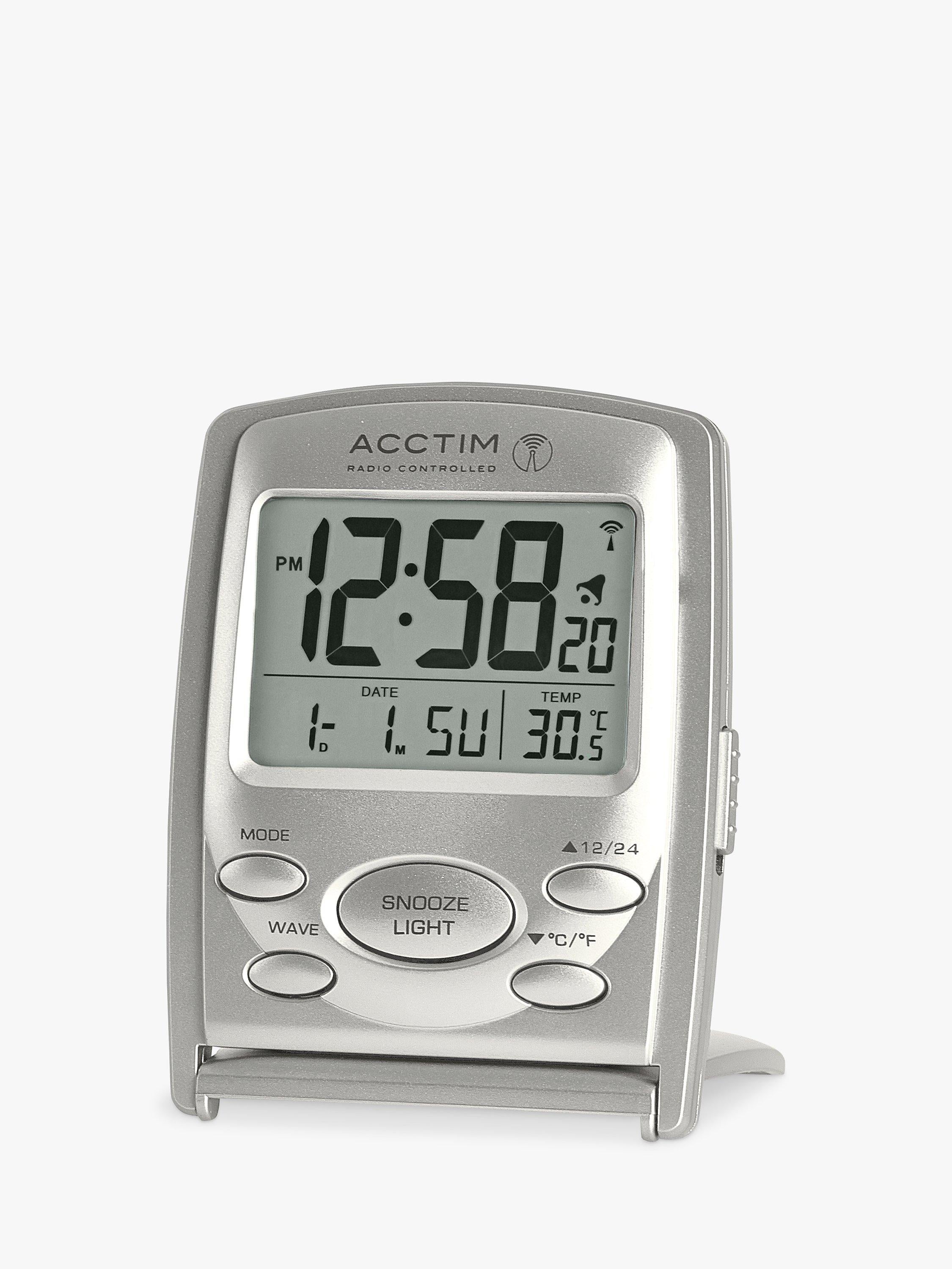 Acctim Vista travel alarm clock in silver, imported from the UK