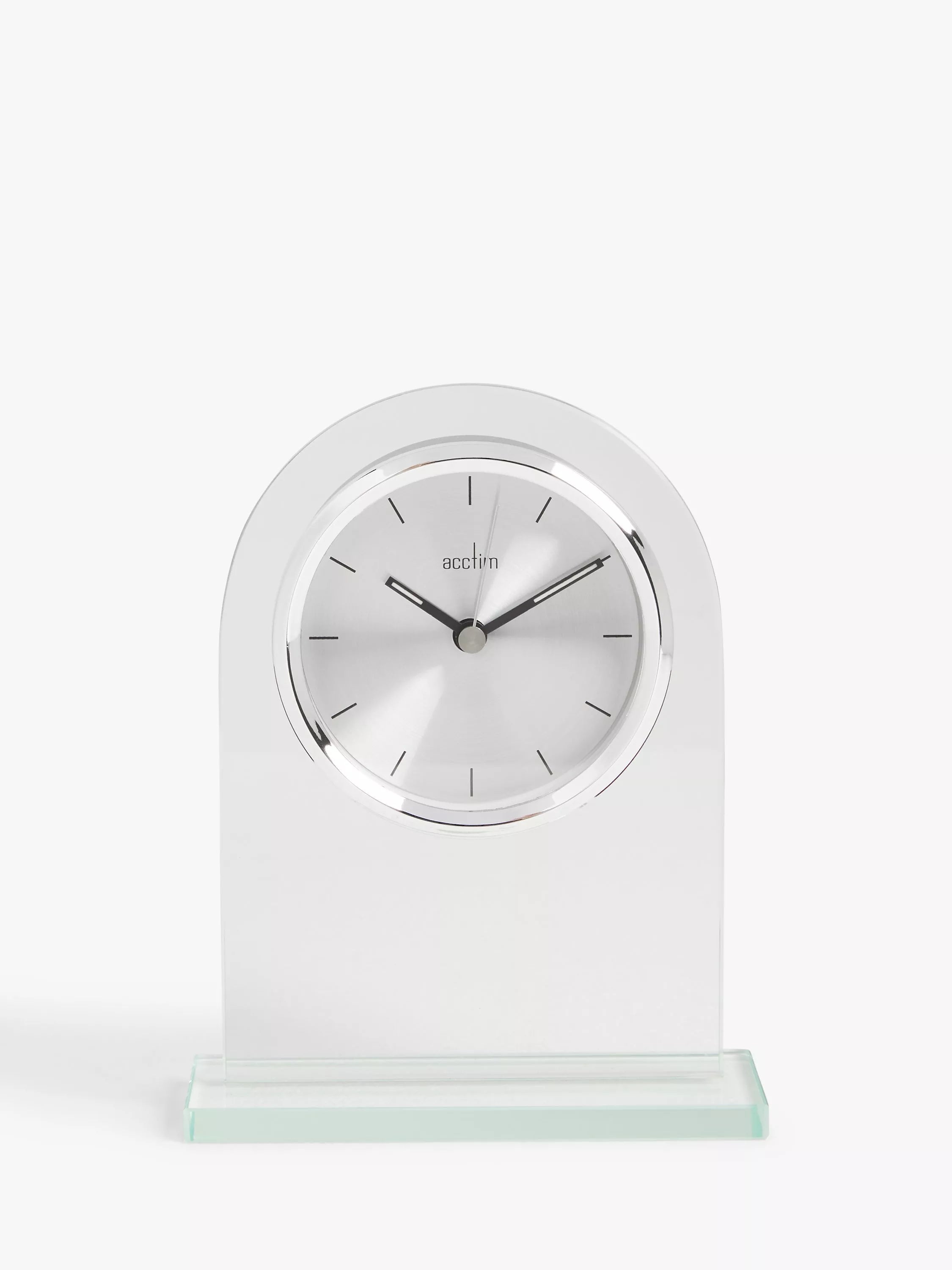 Acctim Ledburn glass mantel clock clear silver H17cm - British product