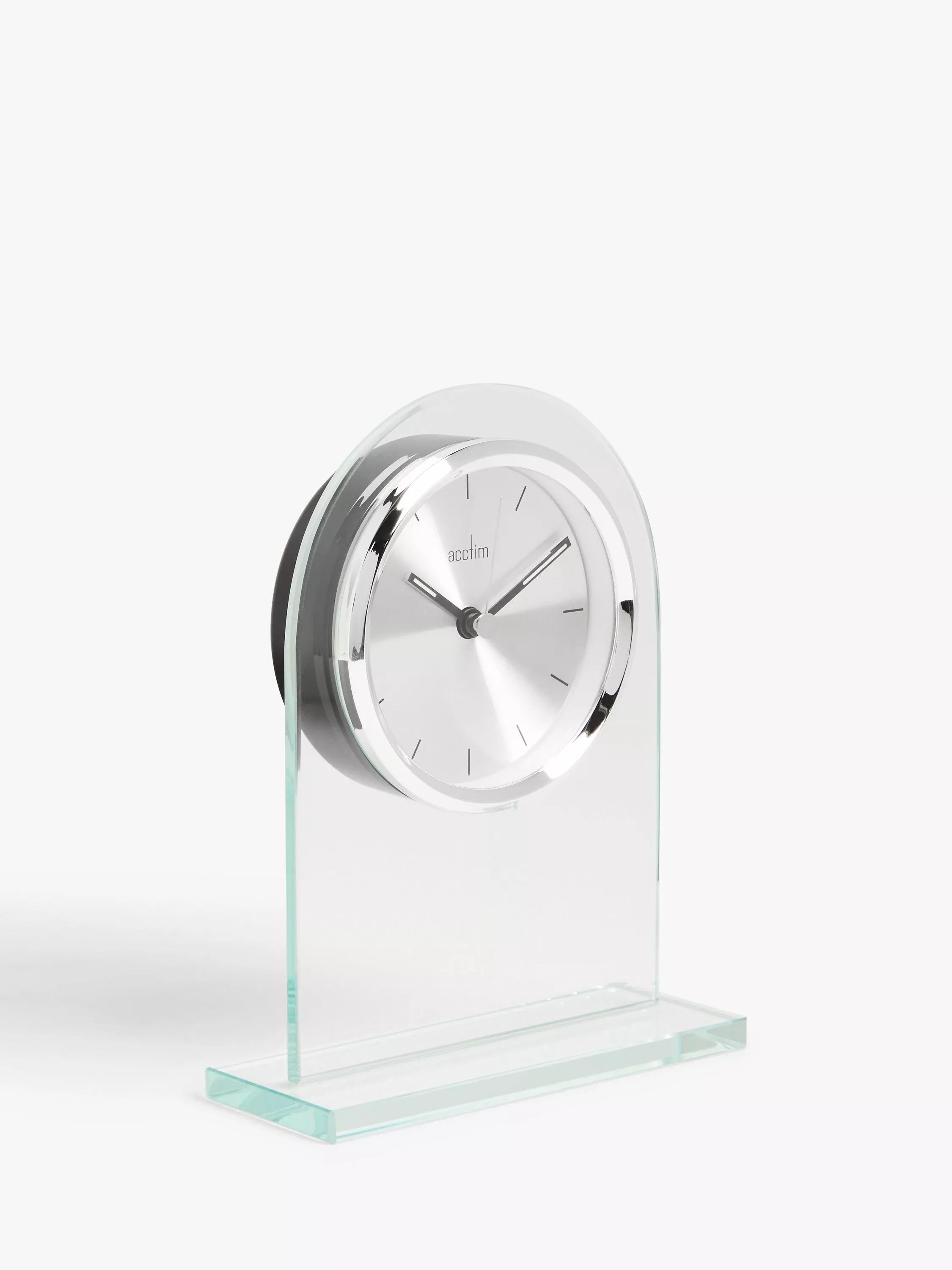 Acctim Ledburn glass mantel clock clear silver H17cm - British product