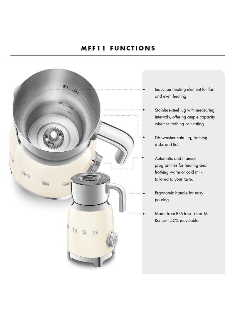 Smeg MFF11 multi milk frother 600ml, UK version