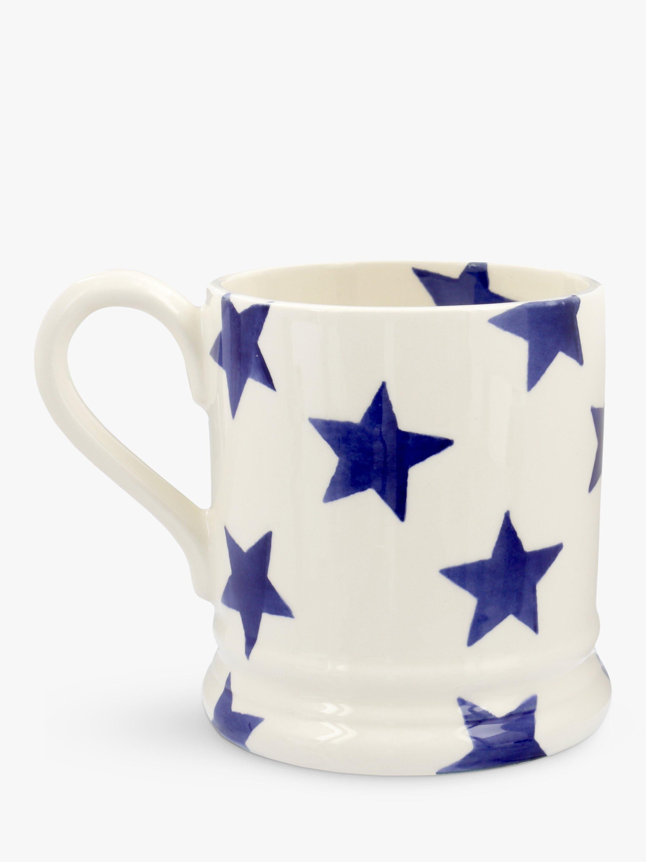 Emma Bridgewater Blue Star Half Pint Mug Cream/Blue 300ml - British product