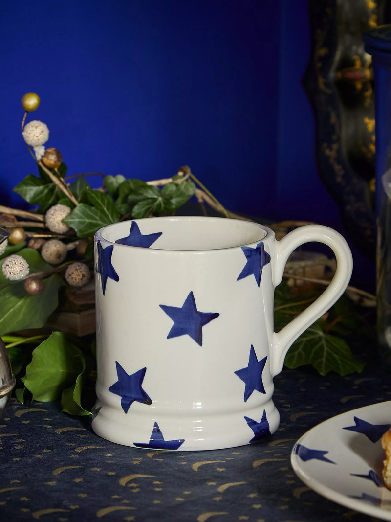 Emma Bridgewater Blue Star Half Pint Mug Cream/Blue 300ml - British product
