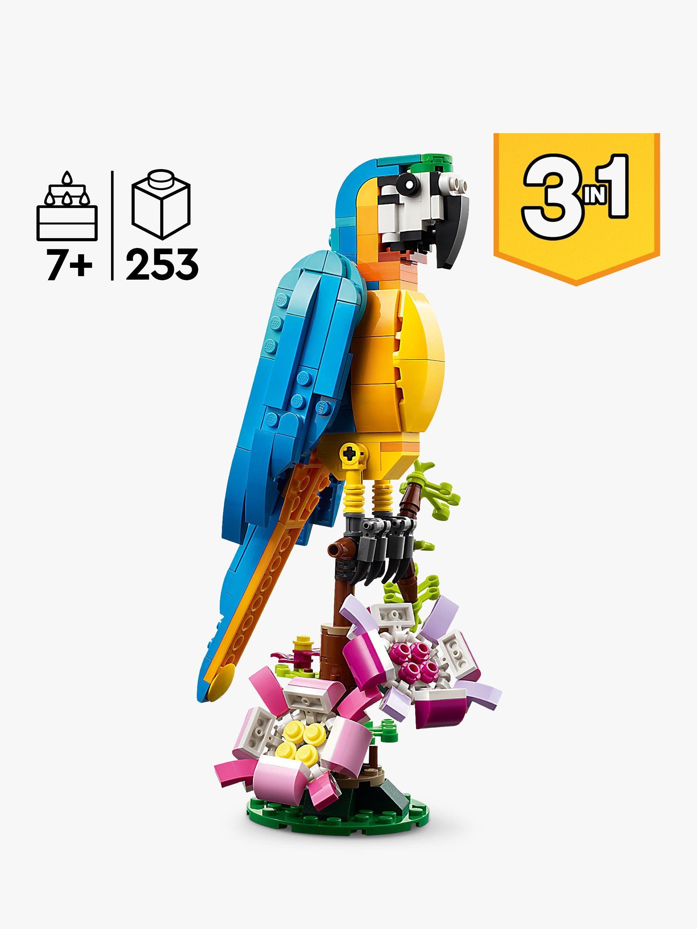 LEGO Creator 3-in-1 Exotic Parrot building set with 253 pieces, UK version