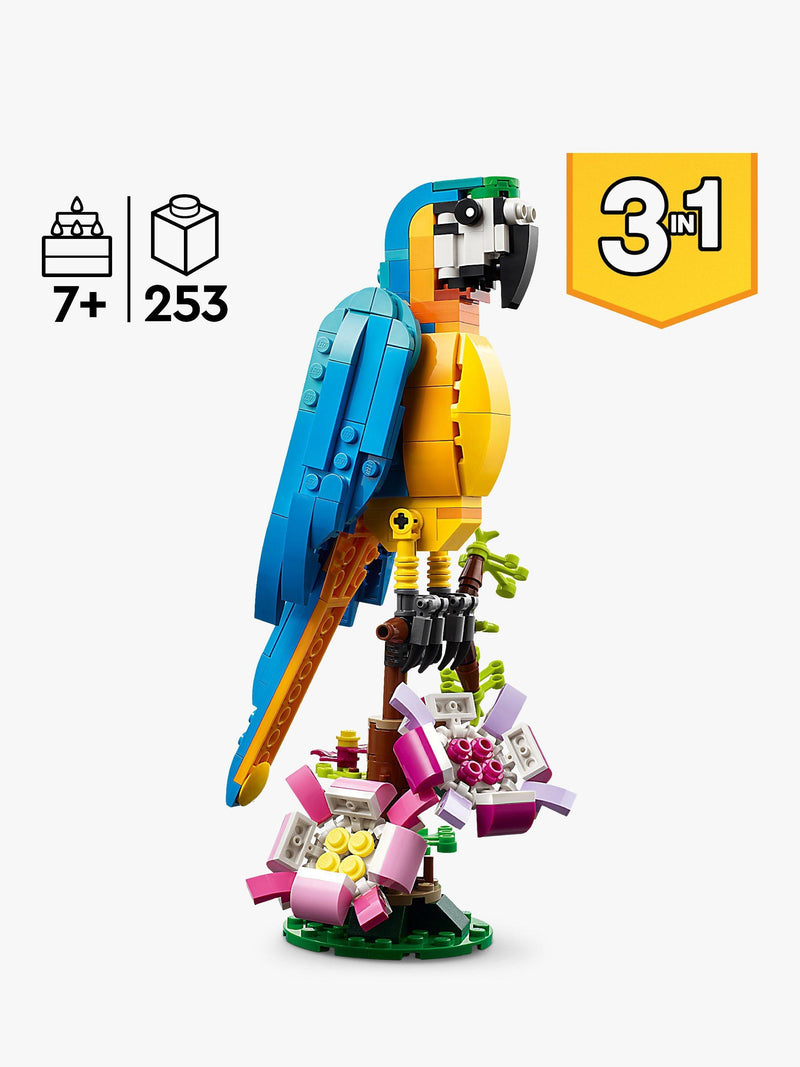 LEGO Creator 3-in-1 Exotic Parrot building set with 253 pieces, UK version