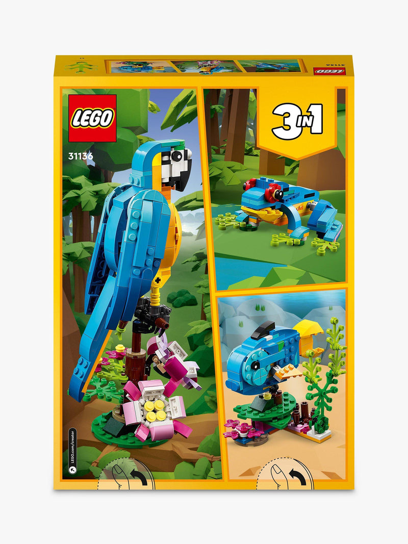 LEGO Creator 3-in-1 Exotic Parrot building set with 253 pieces, UK version