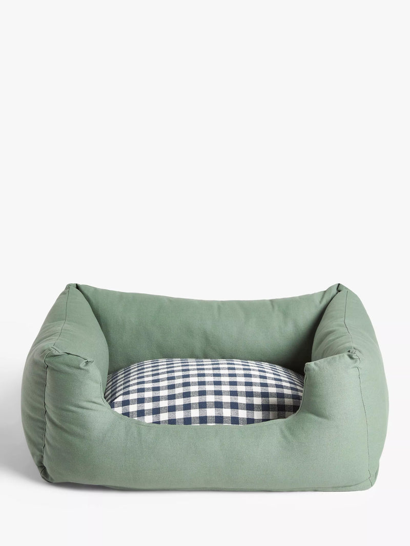 John Lewis Gingham Pet Bed, Seafoam, S