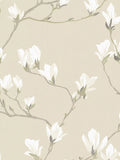 Magnolia Floral Pattern Wallpaper with Contrasting Background