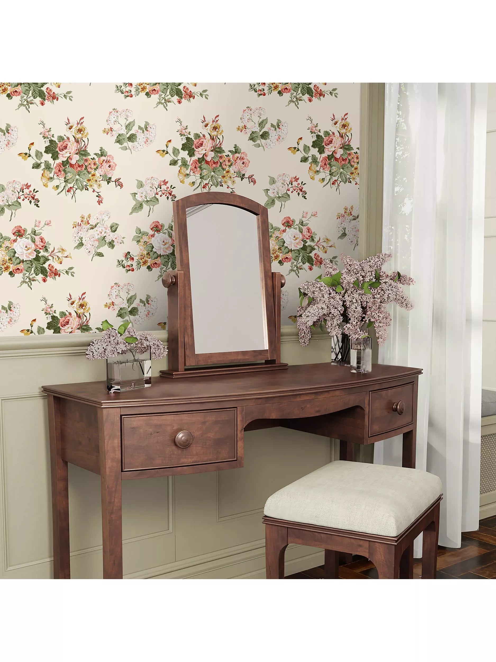 Laura Ashley vintage floral wallpaper with roses and strawberries, UK version