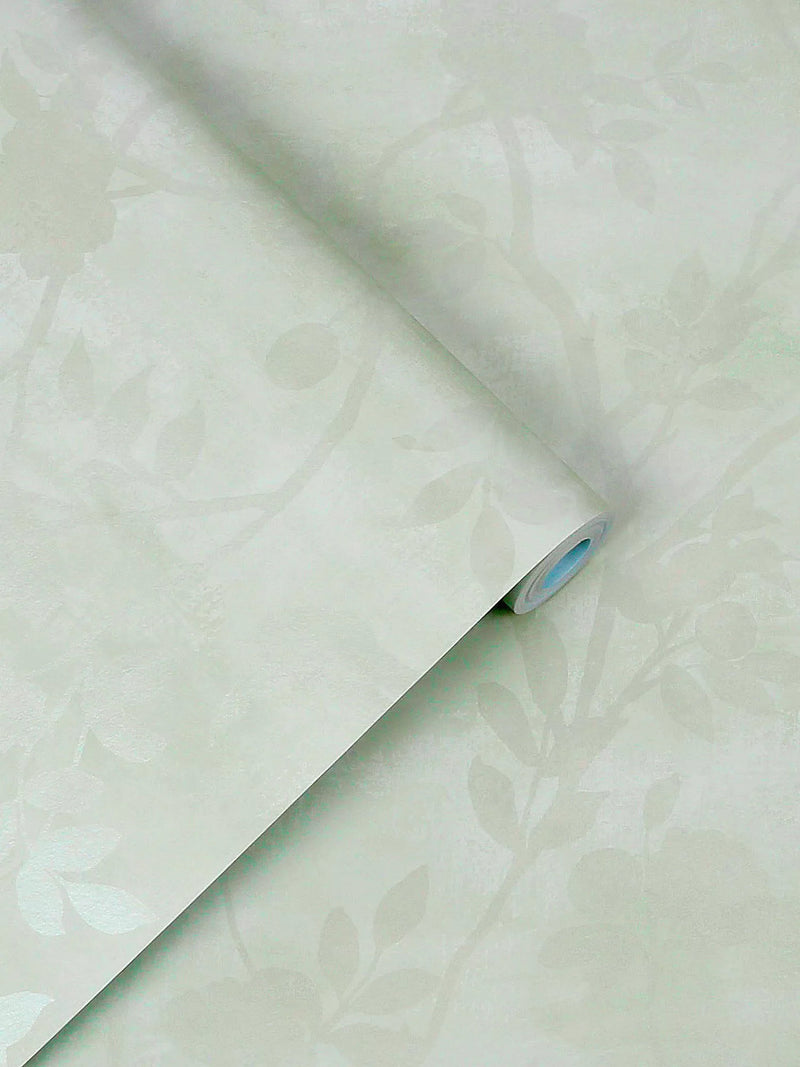 Laura Ashley Eglantine Silhouette Wallpaper in Eau de Nil, UK version