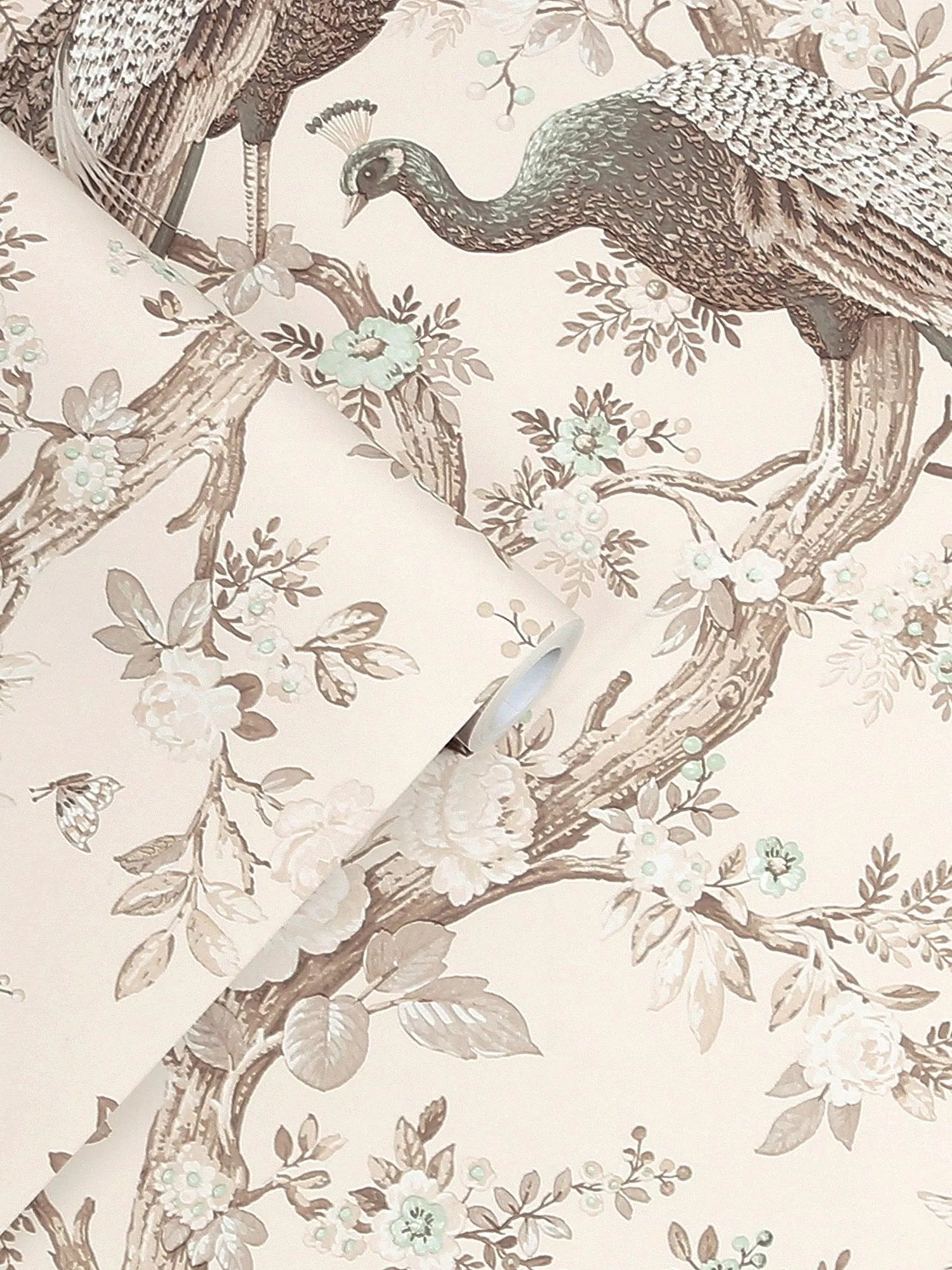Laura Ashley Belvedere wallpaper with peacock design, UK version
