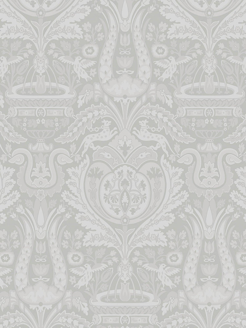 Heraldic Damask Design Wallpaper for Regal Interior