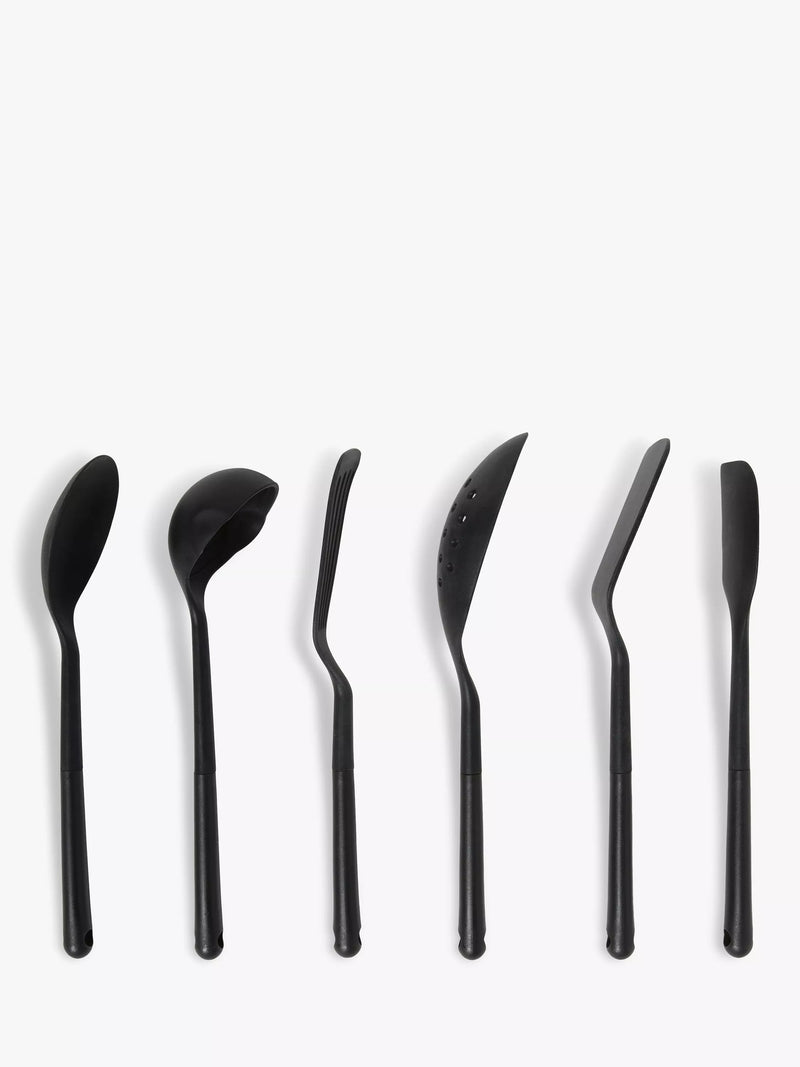 John Lewis silicone kitchen utensil set of 6 black (British brand)