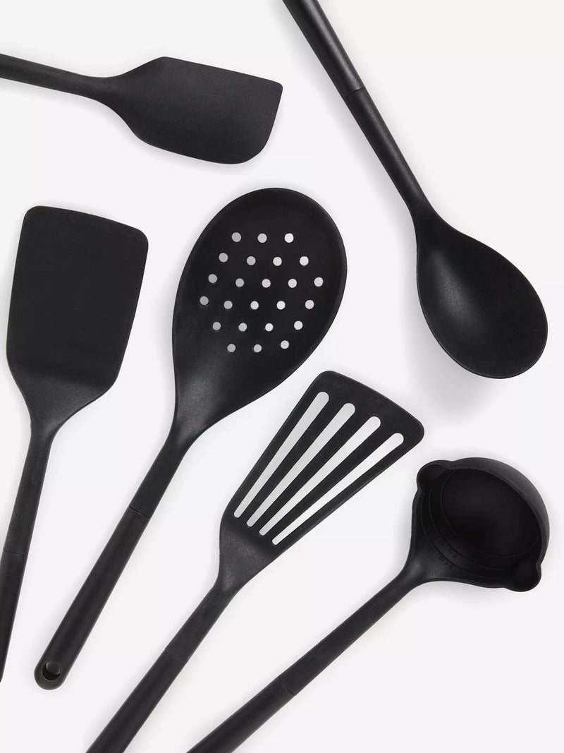 John Lewis silicone kitchen utensil set of 6 black (British brand)