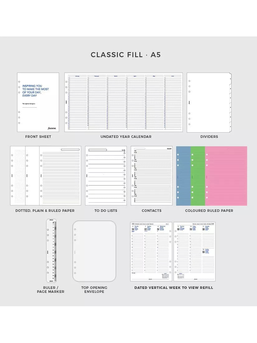 Filofax A5 leather personal organiser, imported from the UK