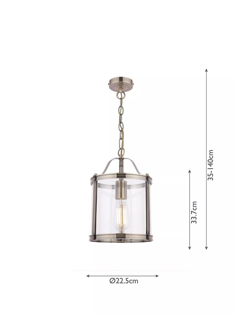 Laura Ashley pendant ceiling light in antique brass, UK version