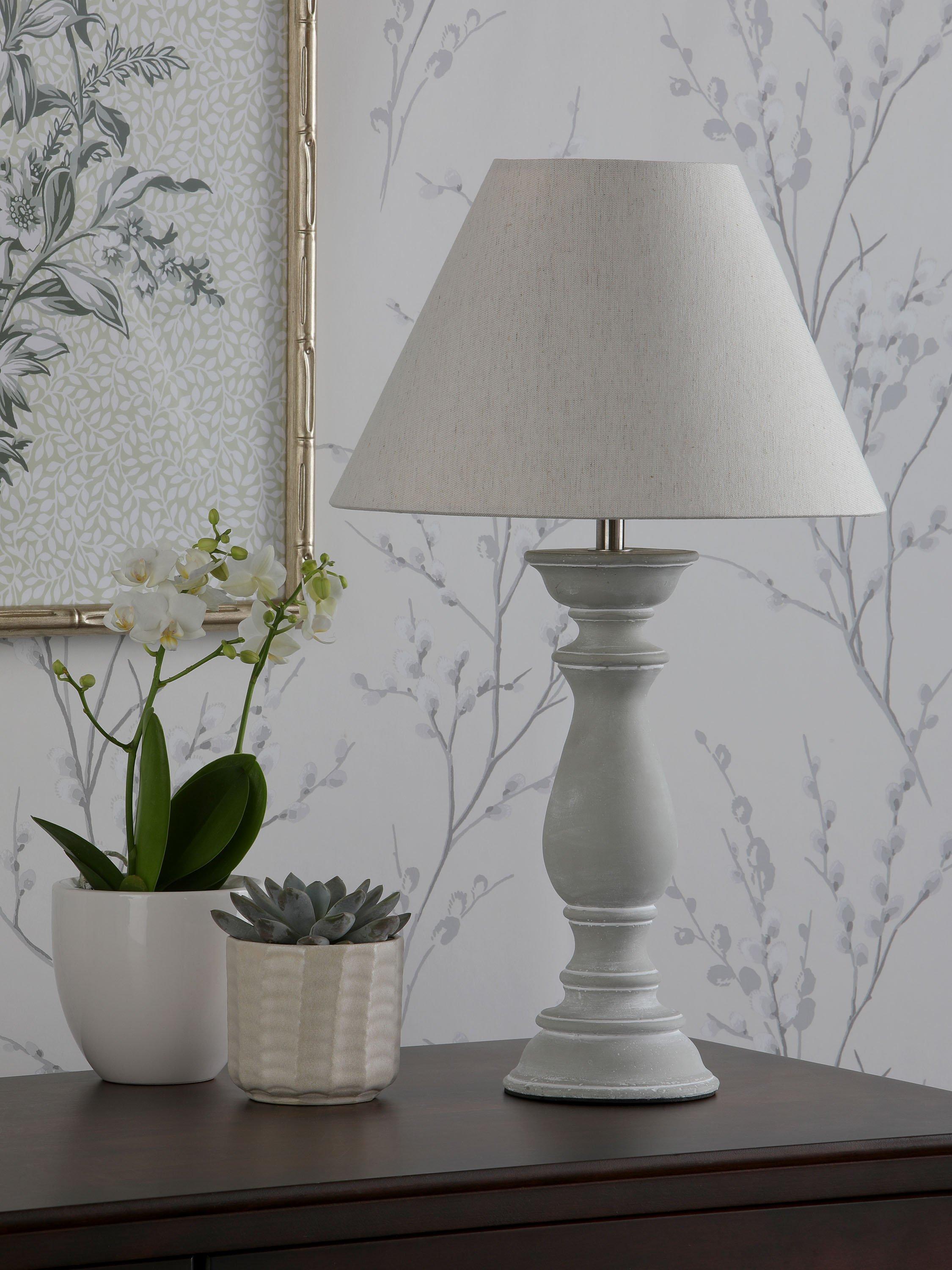 Laura Ashley Chedworth table lamp concrete base linen shade, UK version