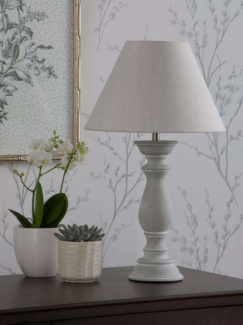 Laura Ashley Chedworth table lamp concrete base linen shade, UK version