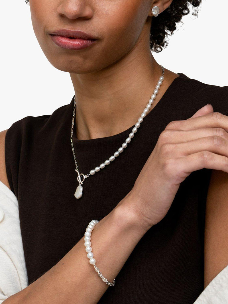 Dower & Hall keshi pearl necklace silver white - British product