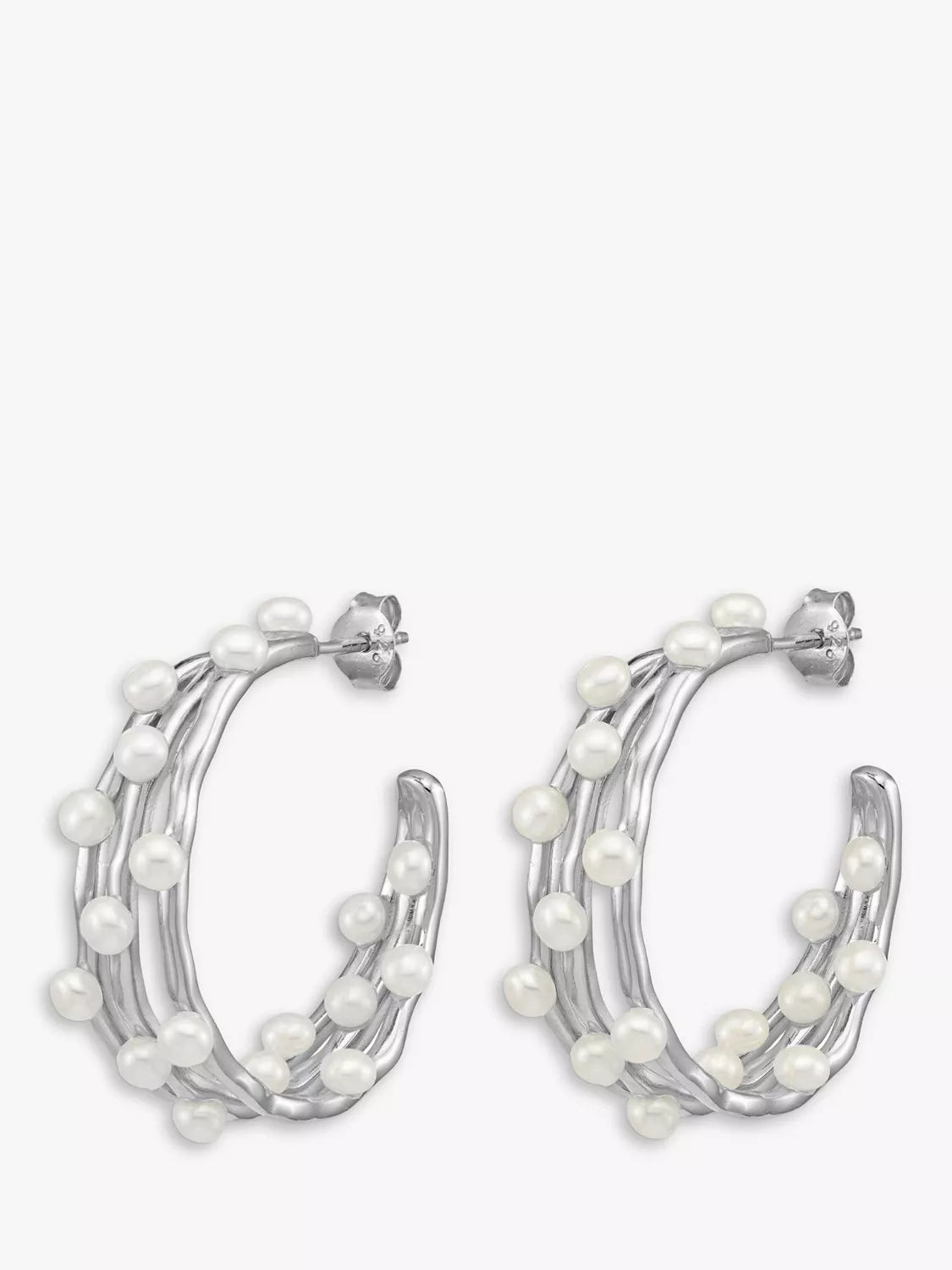 Dower & Hall pearl hoop earrings 2.8 cm - British product