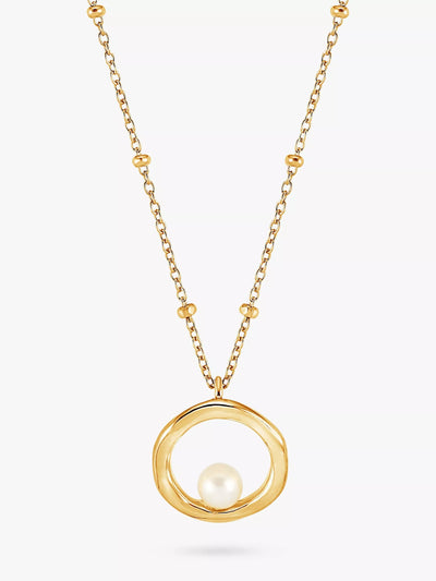 John Lewis Dower & Hall Freshwater Pearl Open Circle Beaded Pendant Necklace 40cm- Buy online at McGrocer