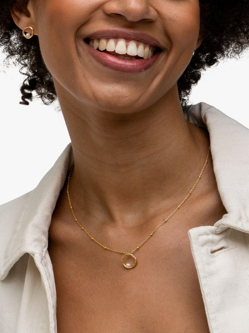 Dower & Hall freshwater pearl open circle pendant necklace - British product