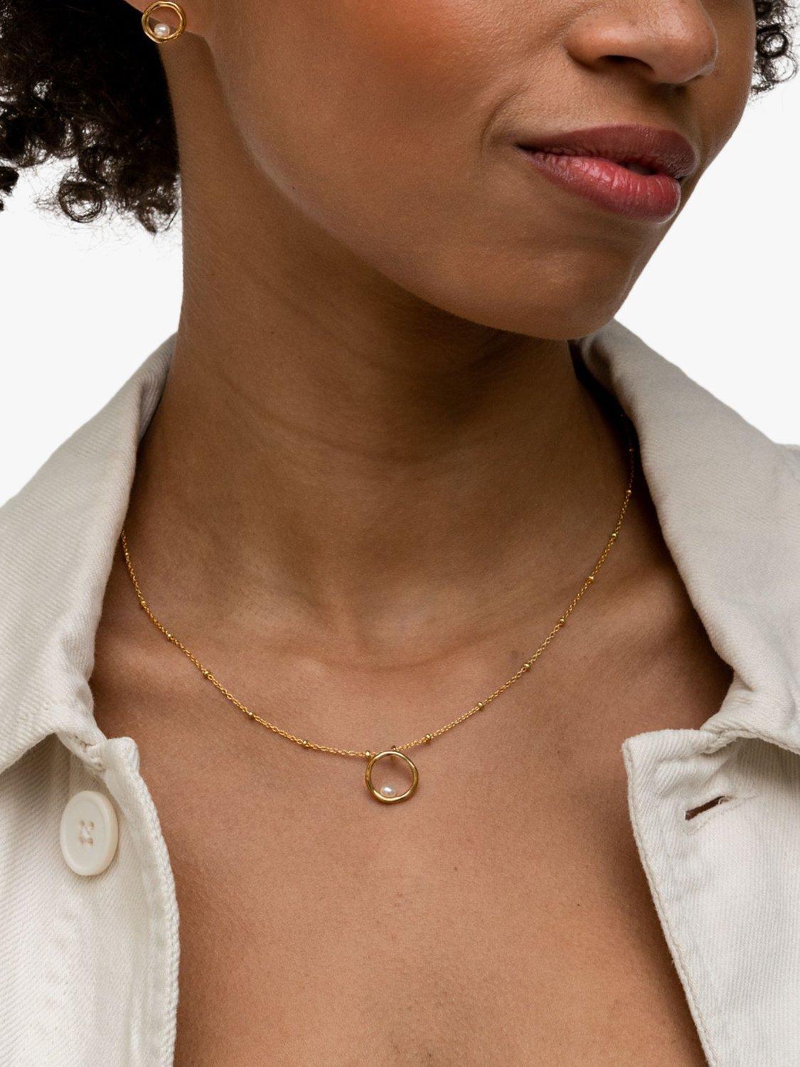 Dower & Hall freshwater pearl open circle pendant necklace - British product