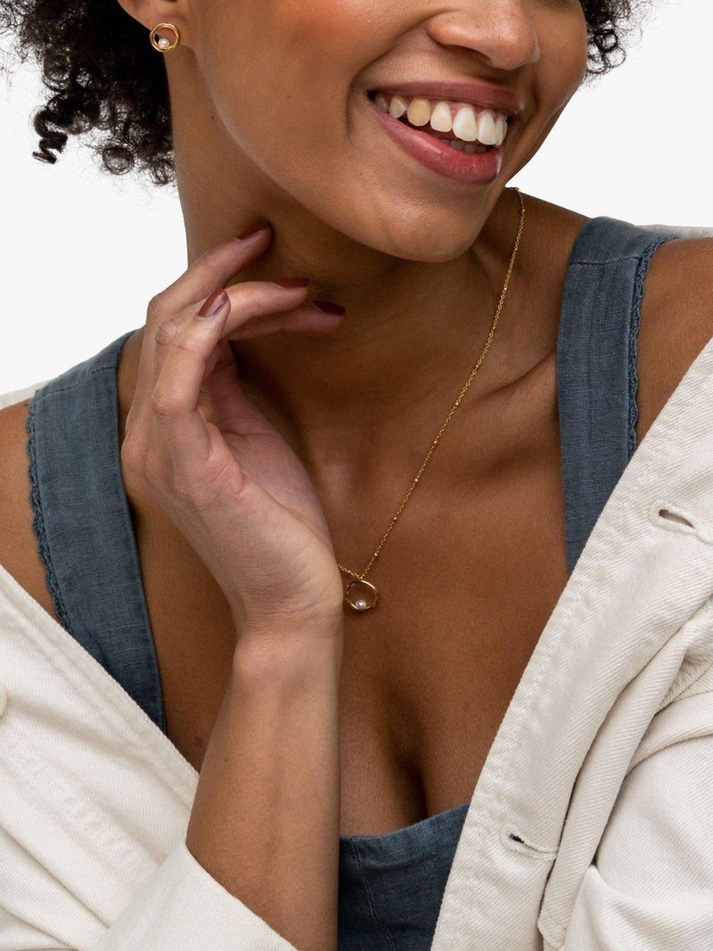 Dower & Hall freshwater pearl open circle pendant necklace - British product