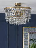 Laura Ashley Rhosill semi flush ceiling light in antique brass finish, UK version