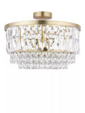 Laura Ashley Rhosill semi flush ceiling light in antique brass finish, UK version