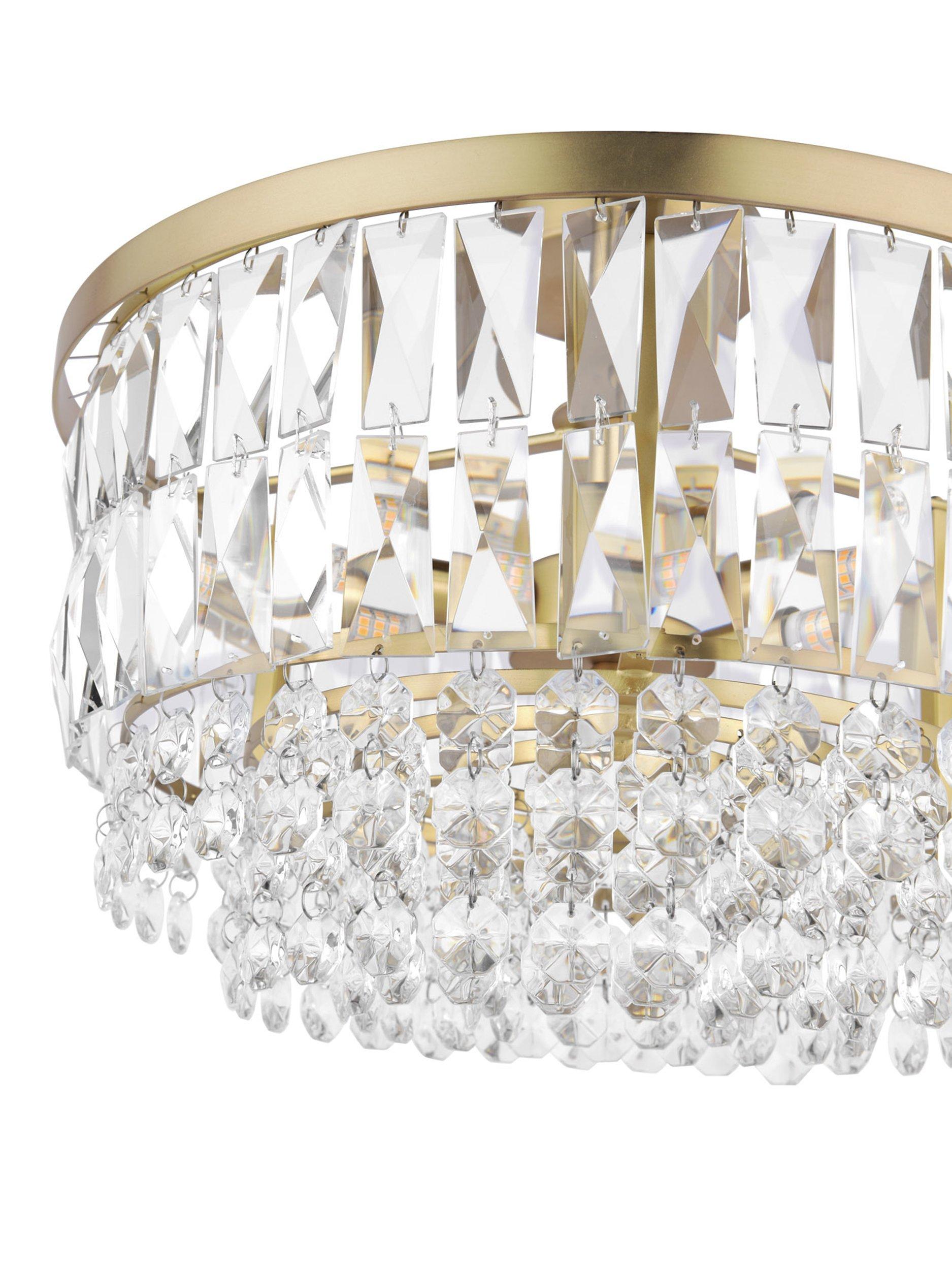 Laura Ashley Rhosill semi flush ceiling light in antique brass finish, UK version