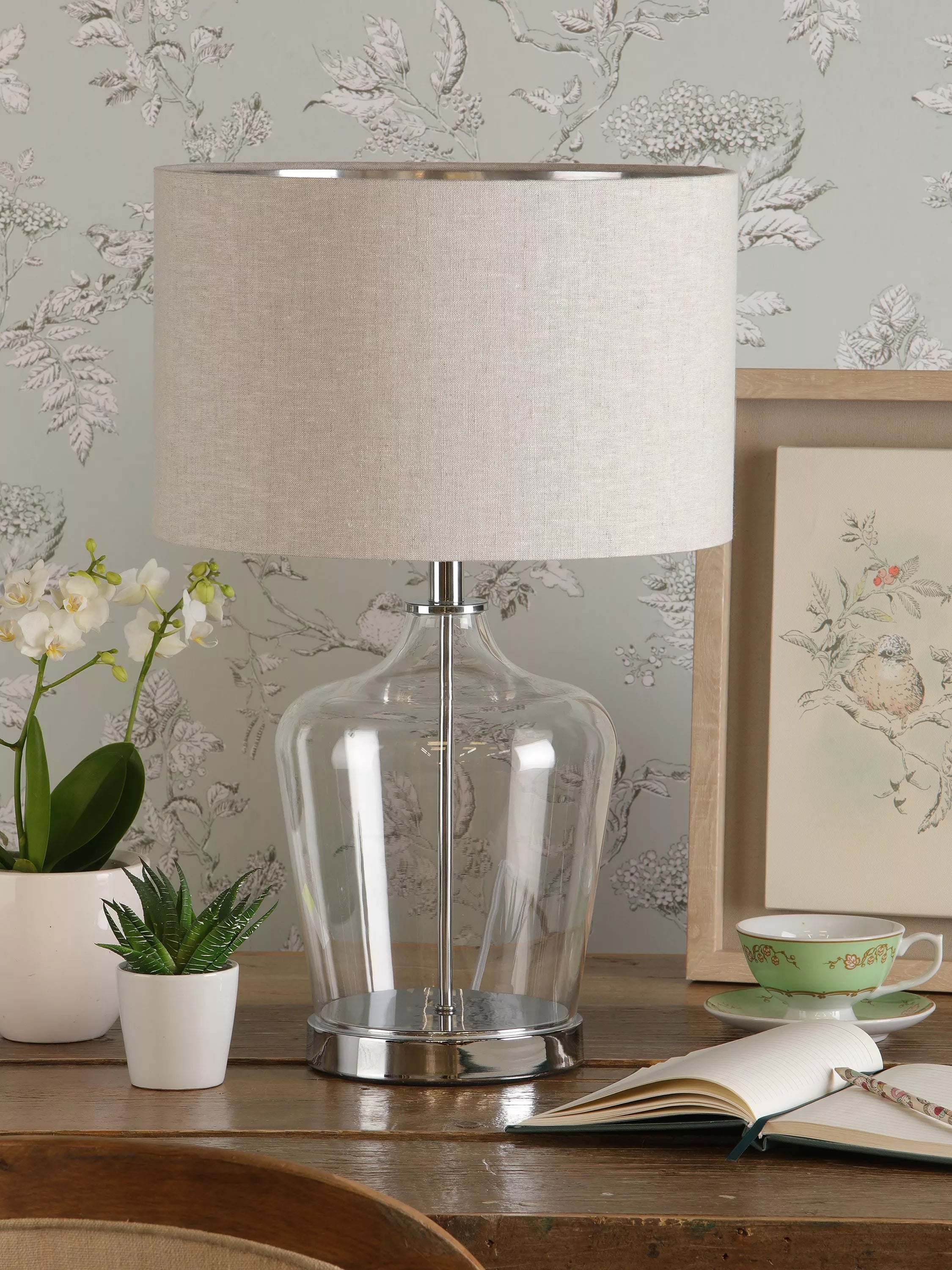 Laura Ashley Ockley touch table lamp polished chrome - British product