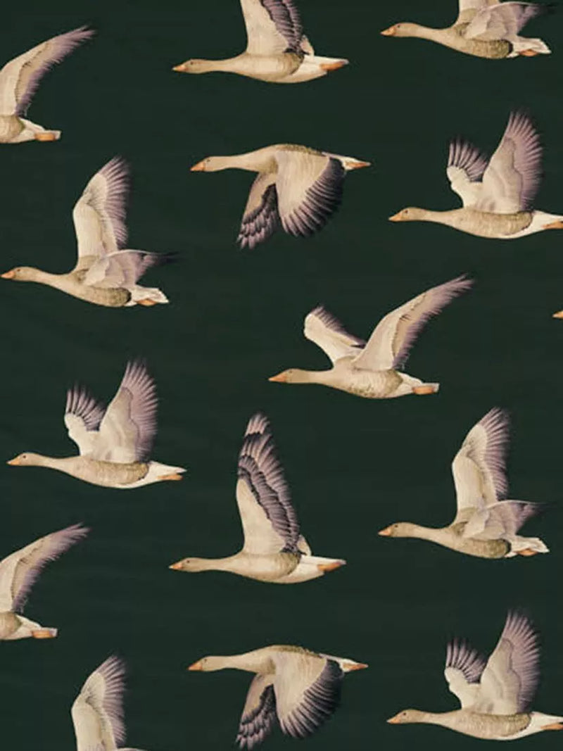 Sanderson Elysian Geese fabric Forst Fig (British brand)