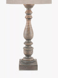 Pacific Ailia mango wood table lamp with grey wash finish and linen shade (British brand)