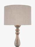 Pacific Ailia mango wood table lamp with grey wash finish and linen shade (British brand)