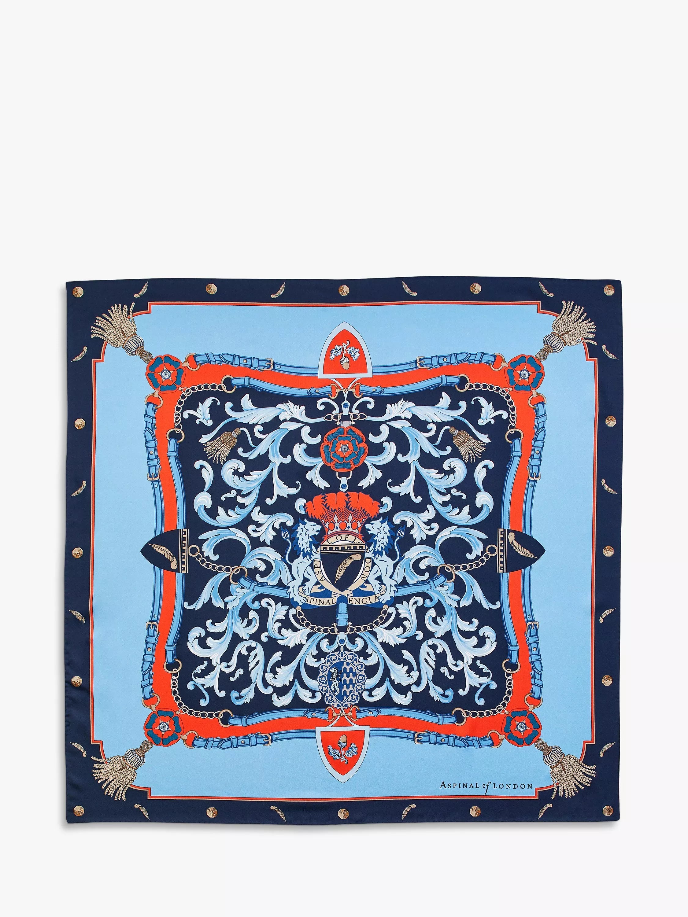 Aspinal of London Signature Shield Silk Square Scarf 90x90cm