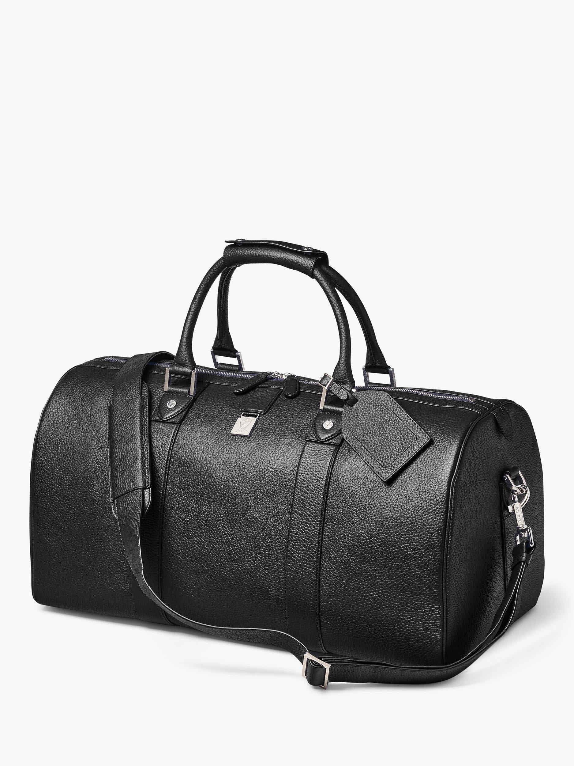 Aspinal of London Boston leather holdall bag pebble grain - British product