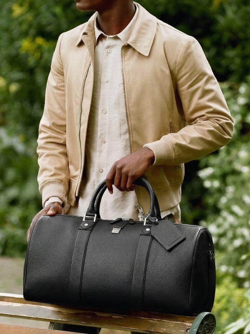 Aspinal of London Boston leather holdall bag pebble grain - British product