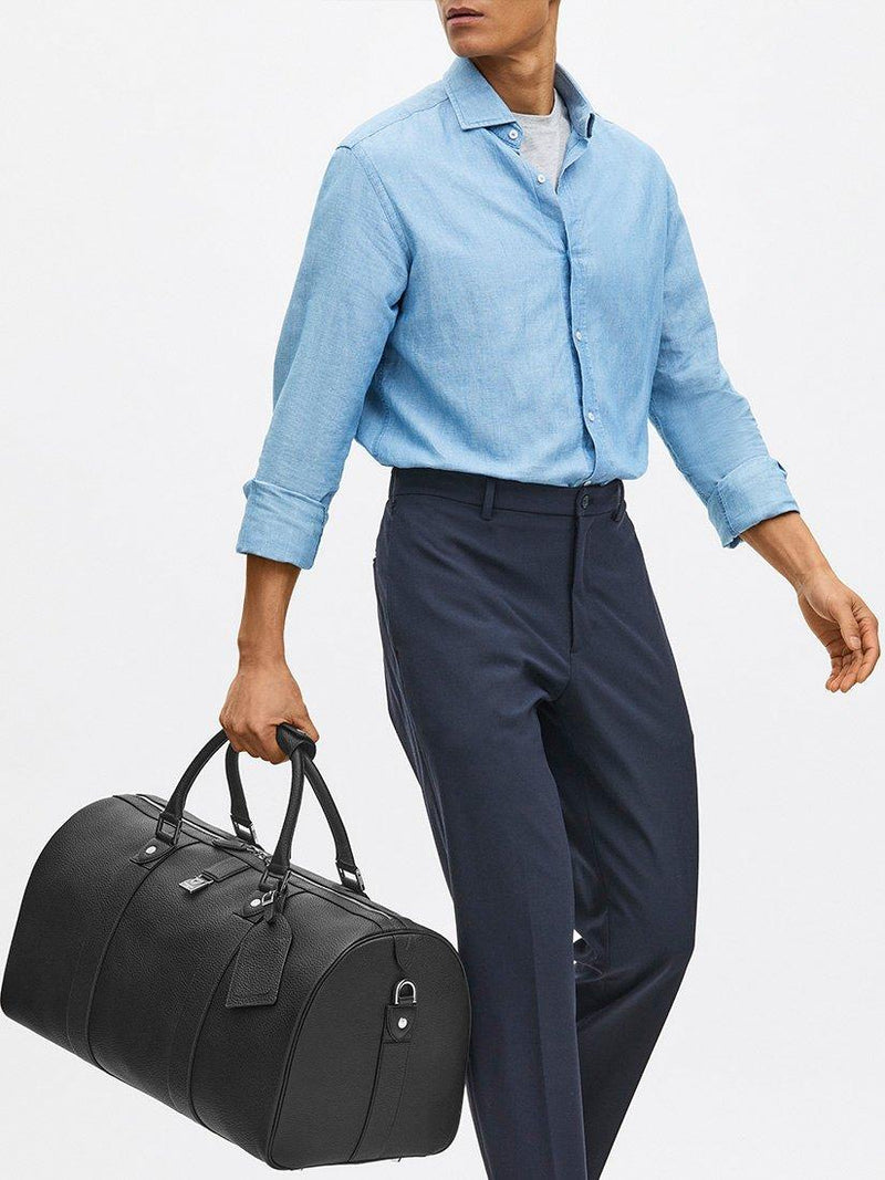 Aspinal of London Boston leather holdall bag pebble grain - British product