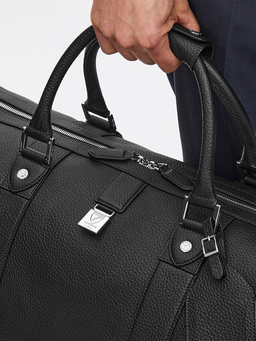 Aspinal of London Boston leather holdall bag pebble grain - British product